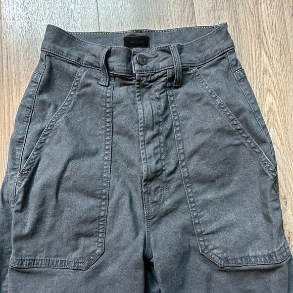 Mother The Wrapper Patch Springy Ankle Jeans in Faded Black Size 23